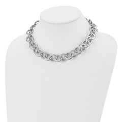 Chisel Stainless Steel Polished Circle Link 17 inch Necklace