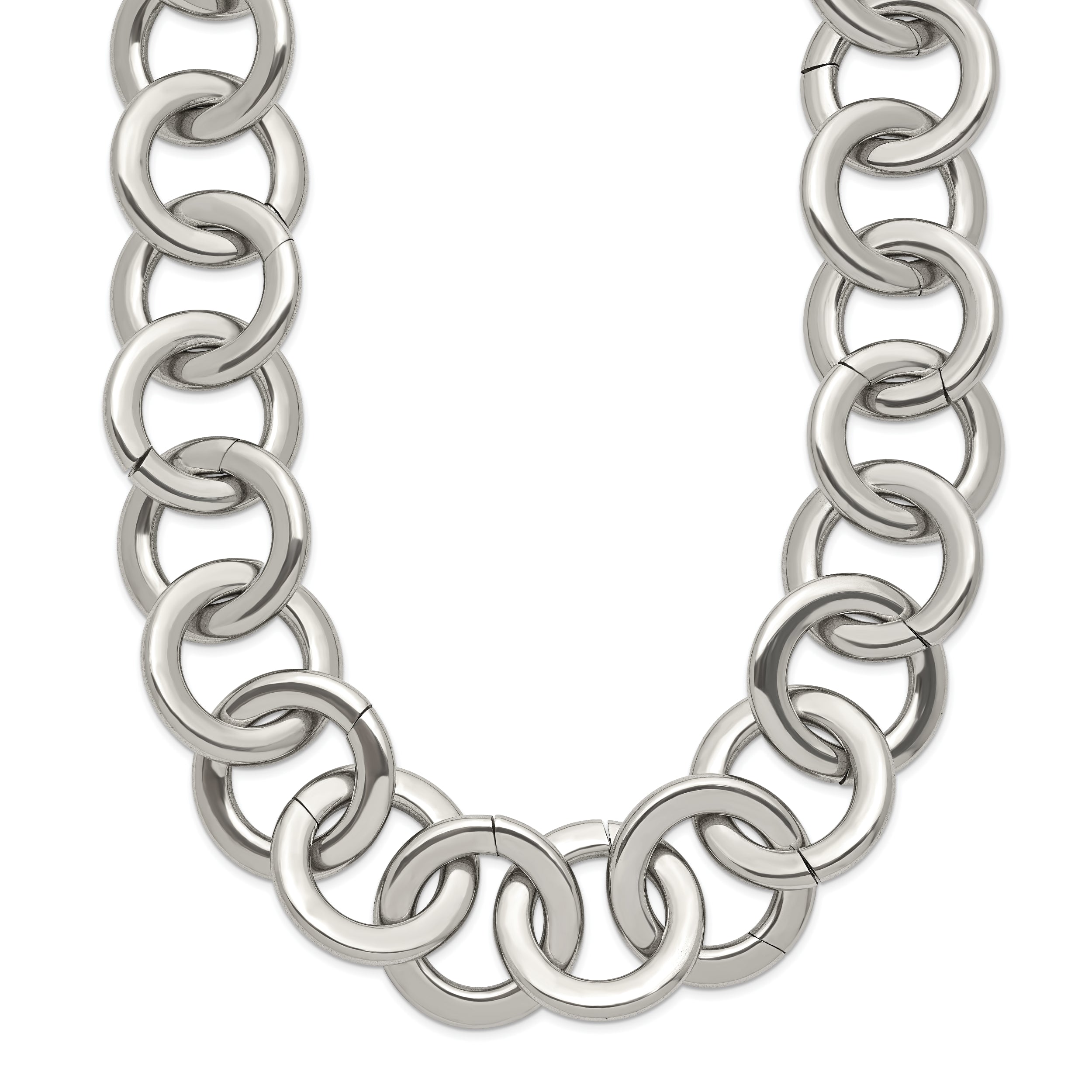 Chisel Stainless Steel Polished Circle Link 17 inch Necklace