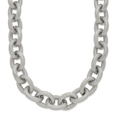 Chisel Stainless Steel Polished and Textured Link 16.5 inch Necklace