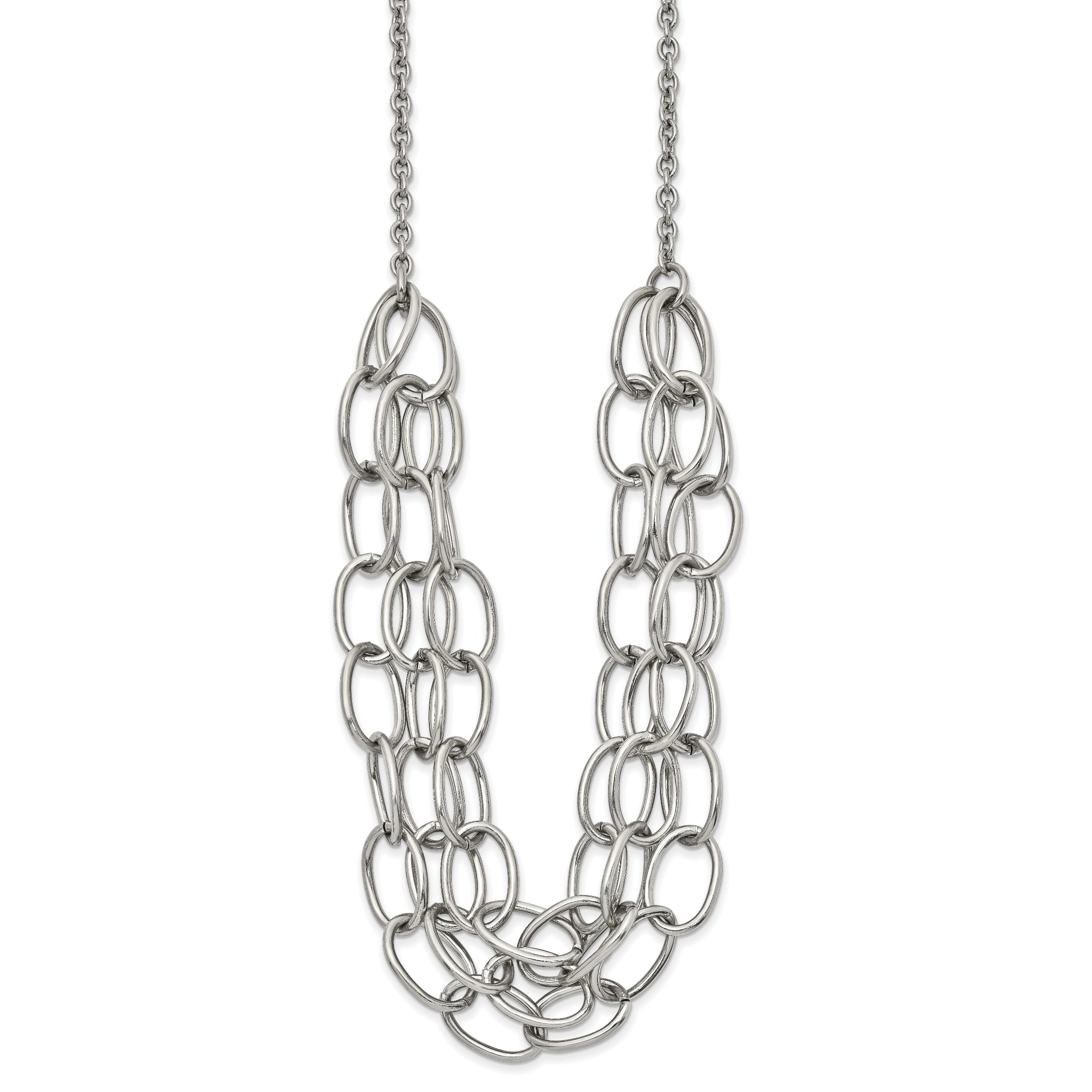 Chisel Stainless Steel Polished Multi Chain 20.5 inch with a 1.75 inch Extension Necklace