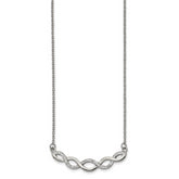 Chisel Stainless Steel Polished with Preciosa Crystal Braided Bar on a 16.5 inch Cable Chain with a 2 inch Extension Necklace