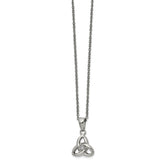Chisel Stainless Steel Polished with Preciosa Crystal Trinity Knot Pendant on a 16 inch Cable Chain with a 1 inch Extension Necklace