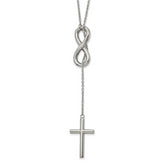 Chisel Stainless Steel Polished Cross/Infinity Adjustable up to 25 inch Slipon Cable Chain Necklace