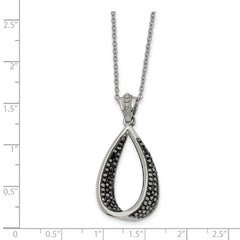 Stainless Steel 22in Polished Teardrop Black Preciosa Crystal Necklace