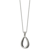 Stainless Steel 22in Polished Teardrop Black Preciosa Crystal Necklace