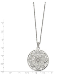 Chisel Stainless Steel Polished Cut-out Floral Pendant on a 22 inch Cable Chain Necklace
