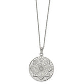 Chisel Stainless Steel Polished Cut-out Floral Pendant on a 22 inch Cable Chain Necklace