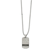 Chisel Stainless Steel Antiqued and Polished Hammered Reversible Dog Tag on a 22 inch Ball Chain Necklace