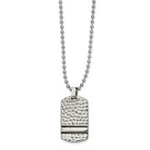 Chisel Stainless Steel Antiqued and Polished Hammered Reversible Dog Tag on a 22 inch Ball Chain Necklace