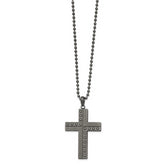 Chisel Stainless Steel Polished with Matte Finish Gun Metal IP-plated Cross Pendant on a 22 inch Ball Chain Necklace
