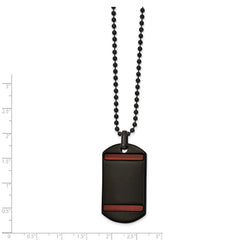 Chisel Stainless Steel Polished Black IP-plated with Tiger's Eye Dog Tag on a 22 inch Ball Chain Necklace