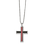 Chisel Stainless Steel Brushed and Polished with Fiber Glass Cross Pendant on a 22 inch Ball Chain Necklace