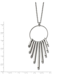 Chisel Stainless Steel Polished Circle with Bars Pendant on a 20 inch Cable Chain Necklace