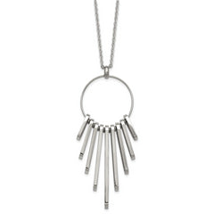 Chisel Stainless Steel Polished Circle with Bars Pendant on a 20 inch Cable Chain Necklace