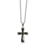 Stainless Steel Polished Black IP-plated Laser Cut JESUS Cross Necklace