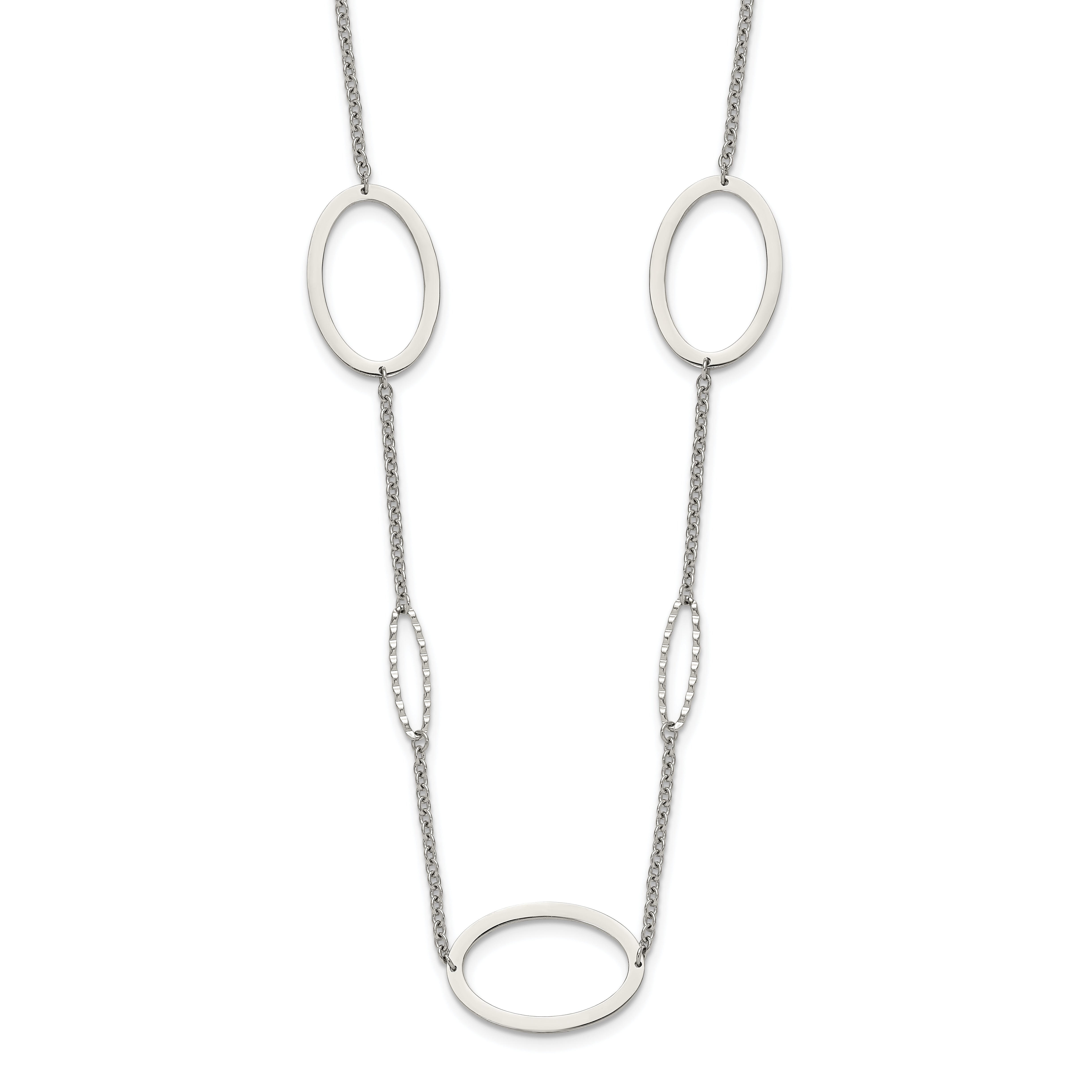 Chisel Stainless Steel Polished Fancy Oval Link 38 inch Necklace