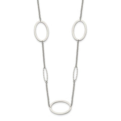 Chisel Stainless Steel Polished Fancy Oval Link 38 inch Necklace