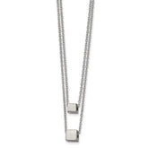 Chisel Stainless Steel Polished Square Beads on a Two Strand 17 inch Cable Chain with a 2 inch Extension Necklace
