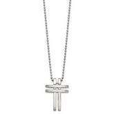Stainless Steel Brushed and Polished 22in Cross Necklace