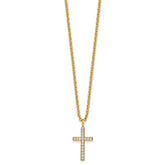 Chisel Stainless Steel Polished Yellow IP-plated CZ Cross Pendant on a 20 inch Cable Chain Necklace