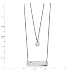 Chisel Stainless Steel Polished Heart and Bar Multi Strand 15.5 inch Cable Chain with a 1.5 inch Extension Necklace