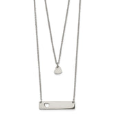 Chisel Stainless Steel Polished Heart and Bar Multi Strand 15.5 inch Cable Chain with a 1.5 inch Extension Necklace
