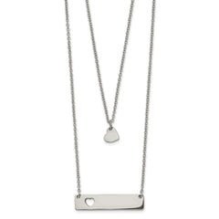 Chisel Stainless Steel Polished Heart and Bar Multi Strand 15.5 inch Cable Chain with a 1.5 inch Extension Necklace