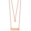 Chisel Stainless Steel Polished Rose IP-plated Heart and Bar Multi Strand 15.5 inch Cable Chain with a 1.5 inch Extension Necklace