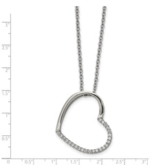 Stainless Steel Polished CZ Heart 20 inch Necklace