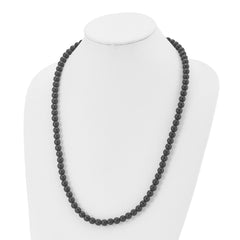 Chisel Stainless Steel Brushed with Black Agate and Antiqued Clasp 27 inch Necklace