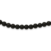 Chisel Stainless Steel Brushed with Black Agate and Antiqued Clasp 27 inch Necklace