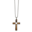 Chisel Stainless Steel Polished with Tiger's Eye Cross Pendant on a 22 inch Ball Chain Necklace