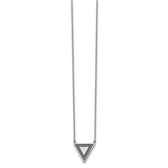 Chisel Stainless Steel Polished with Reconstructed Turquoise Triangle on a 17.75 inch Cable Chain with a 2 inch Extension Necklace