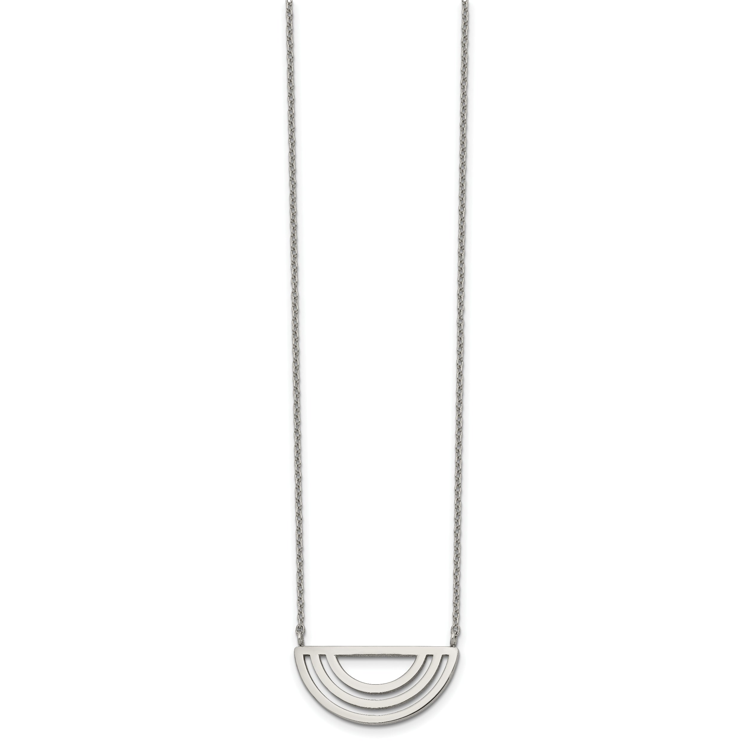 Stainless Steel Polished Half Circle 18in w/2in ext Necklace