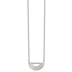 Stainless Steel Polished Half Circle 18in w/2in ext Necklace