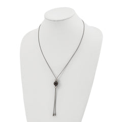 Chisel Stainless Steel Polished Black IP-plated Bead Tassel Adjustable to 26 inch Snake Chain Necklace