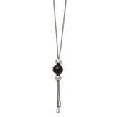Chisel Stainless Steel Polished Black IP-plated Bead Tassel Adjustable to 26 inch Snake Chain Necklace