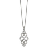 Chisel Stainless Steel Polished Preciosa Crystal Circles Pendant on a 16 inch Cable Chain with a 2 inch Extension Necklace