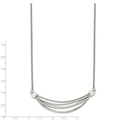 Chisel Stainless Steel Polished 3D Curved Bars on a 20 inch Cable Chain with a 2 inch Extension Necklace