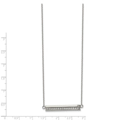 Chisel Stainless Steel Polished with CZ Bar on a 18 inch Cable Chain with a 1 inch Extension Necklace