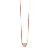 Chisel Stainless Steel Polished Rose IP-plated CZ Heart on a 17.25 inch Cable Chain with a 1 inch Extension Necklace