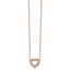 Chisel Stainless Steel Polished Rose IP-plated White Enamel with CZ Heart on a 19 inch Cable Chain with a 2 inch Extension Necklace