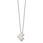 Chisel Stainless Steel Brushed Puzzle Piece Pendant on a 16 inch Cable Chain with 2.75 inch Extension Necklace
