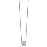 Chisel Stainless Steel Polished CZ Circle on a 17 inch Cable Chain with a 2 inch Extension Necklace