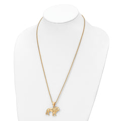 Chisel Stainless Steel Polished Yellow IP-plated Lion Pendant on a 24 inch Curb Chain Necklace