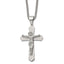 Grooved Crucifix Necklace in Stainless Steel, 24 Inch - Sophia Jewelers