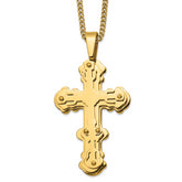 Chisel Stainless Steel Polished Yellow IP-plated Cross Pendant on a 24 inch Curb 24 inch Curb Chain Necklace