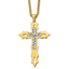 Chisel Stainless Steel Polished Yellow IP-plated Diamond Cut Cross Pendant on a 24 inch Curb Chain Necklace