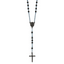 Chisel Stainless Steel Polished Black and Blue IP-plated 30 inch Rosary Necklace