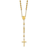 Chisel Stainless Steel Polished Yellow IP-plated Beaded 30 inch Rosary Necklace